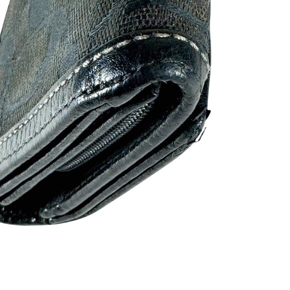 COPY - Coach Black Canvas Leather Trim Small Credit Card/Coin Bifold Wallet - Picture 3 of 12